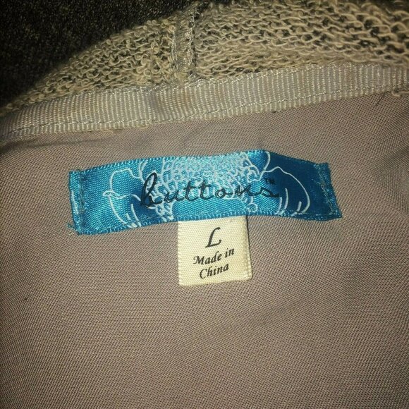 Buttons Women's Large Hooded Jacket Long Sleeves Hoodie Zip Front Brown Tops L - Picture 8 of 13